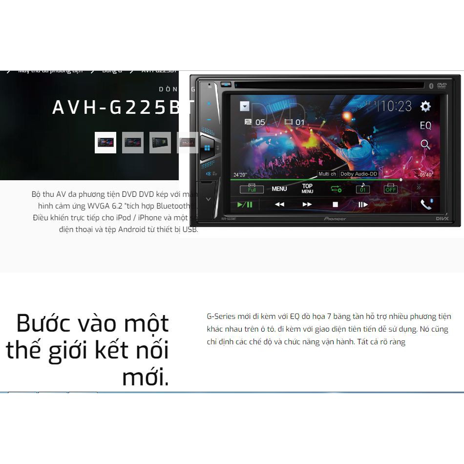 Pioneer AVH-G225BT Màn hình DVD đa phương tiện có Bluetooth