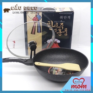 [FREESHIP]  CHẢO ĐÁ SÂU LÒNG HÀN QUỐC SIZE 32CM CÓ NẮP