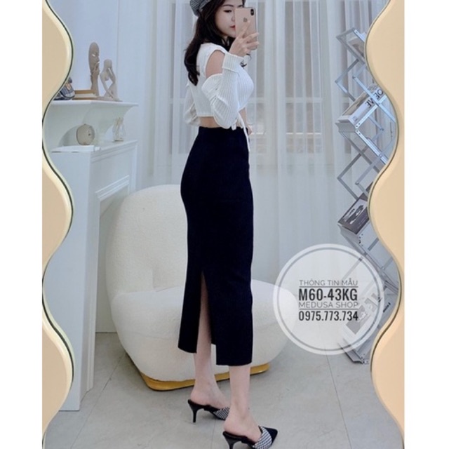 CHÂN VÁY LEN DÀI XẺ SAU CHẤT ĐẸP CÓ SẴN