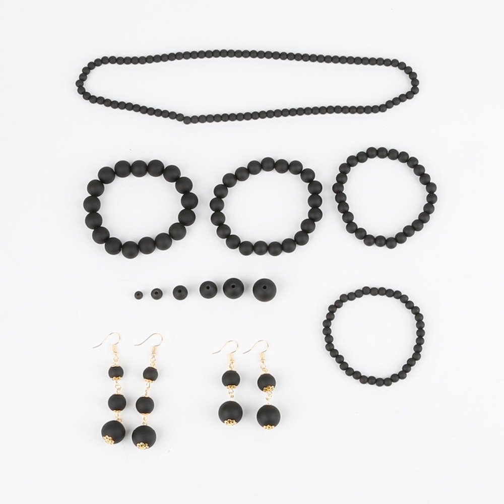 Hạt xâu chuỗi acrylic lỗ lớn làm trang sức màu đỏ đen 6mm/ 8mm/ 10mm/ 12mm/ 14mm/ 16mm