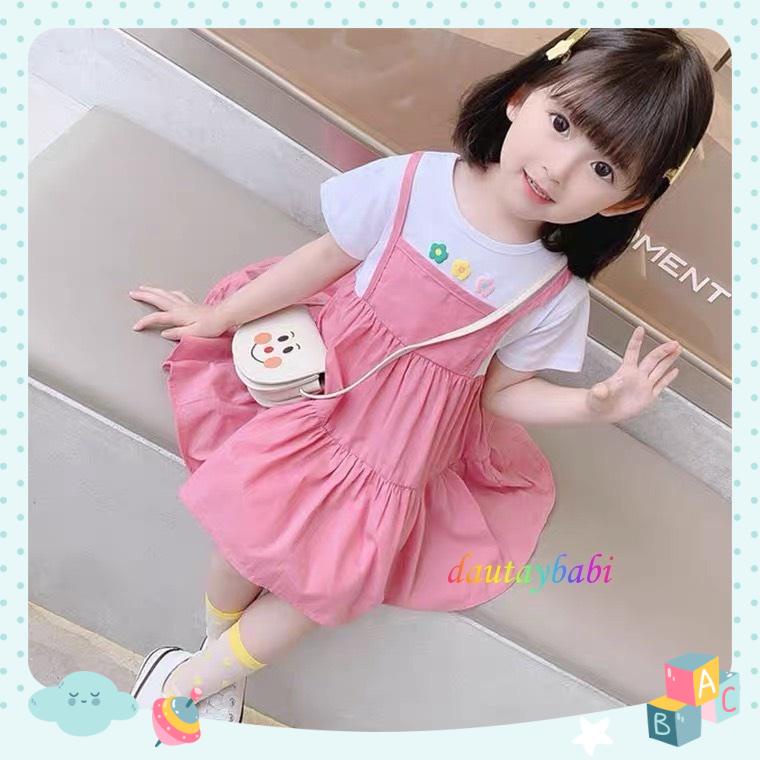 Đầm babydoll bé gái siêu xinh áo thun cotton phối thân váy kate nhẹ nhàng cho bé 10-40kg