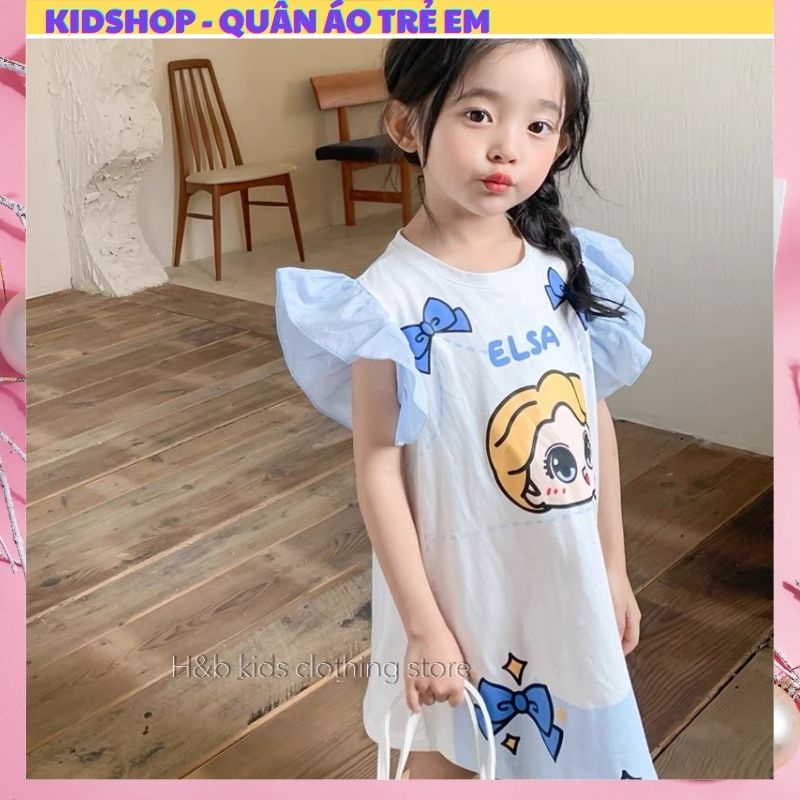 Đầm váy cho bé gái in 3D hình họa tiết đáng yêu size 10kg đến 20kg-Đầm cho bé gái 100% cotton thoáng mát cho bé
