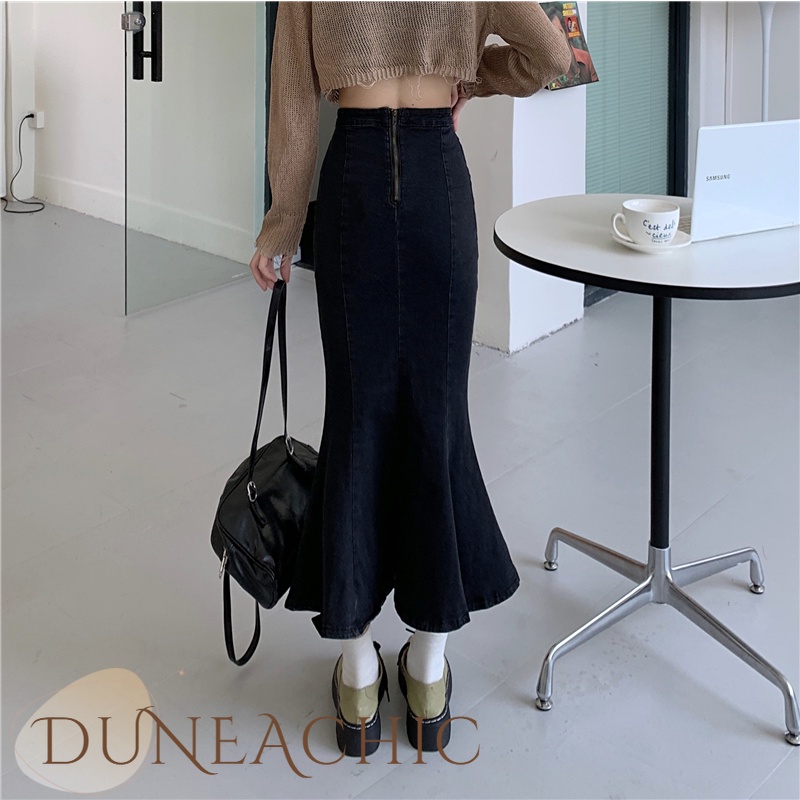 DUNEA Chân Váy Đuôi Cá Xẻ Tà Cỡ Lớn Thời Trang Mới Cho Nữ