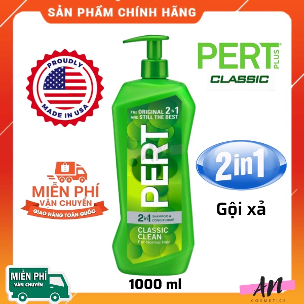 Sữa tắm gội nam PERT 2 TRONG 1 của Mỹ (1000ml)