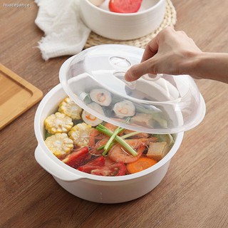 Tô nhựa tròn cỡ lớn có nắp đậy có thể sử dụng trong lò vi sóng