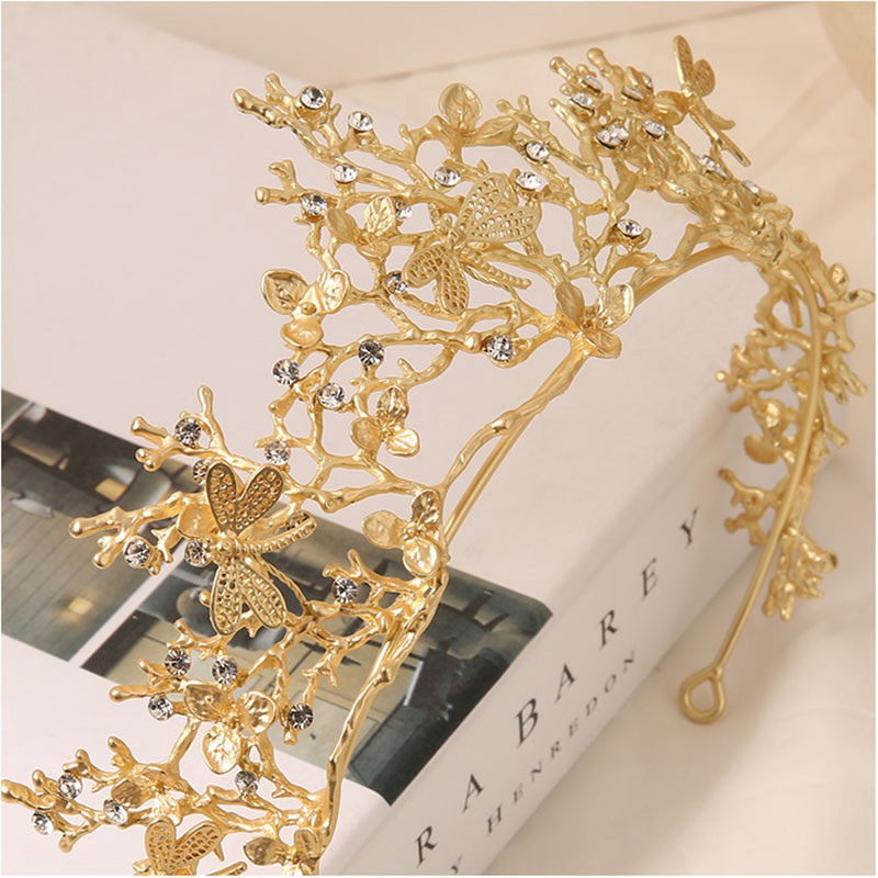 Vương miện cài tóc đính đá màu vàng sang trọng đáng yêu