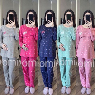 Pink MT Bộ Bầu Mặc Nhà Và Sau Sinh Mở Ngực Cho Con Bú