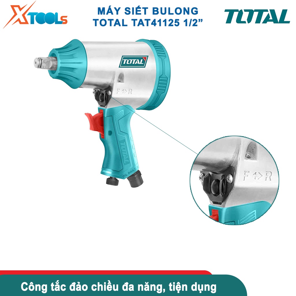 Máy siết bulong khí nén 1/2&quot; Total TAT41125 máy bắn bu lông cơ chế búa đôi với đầu nối đa năng momen-CHÍNH HÃNG-XTOOLS