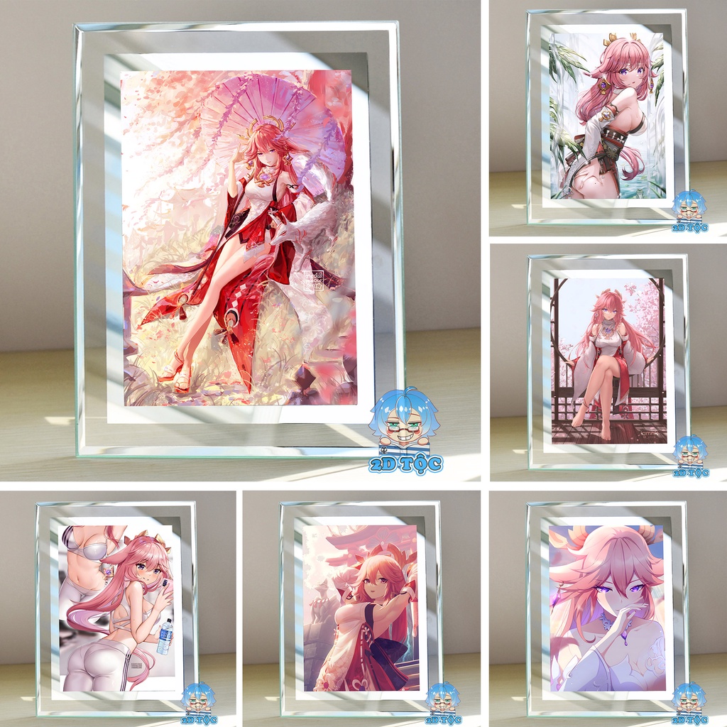 Khung ảnh kính Yae Miko (8) Genshin Impact kích thước A4 A5 13x18 by 2D Tộc Shop
