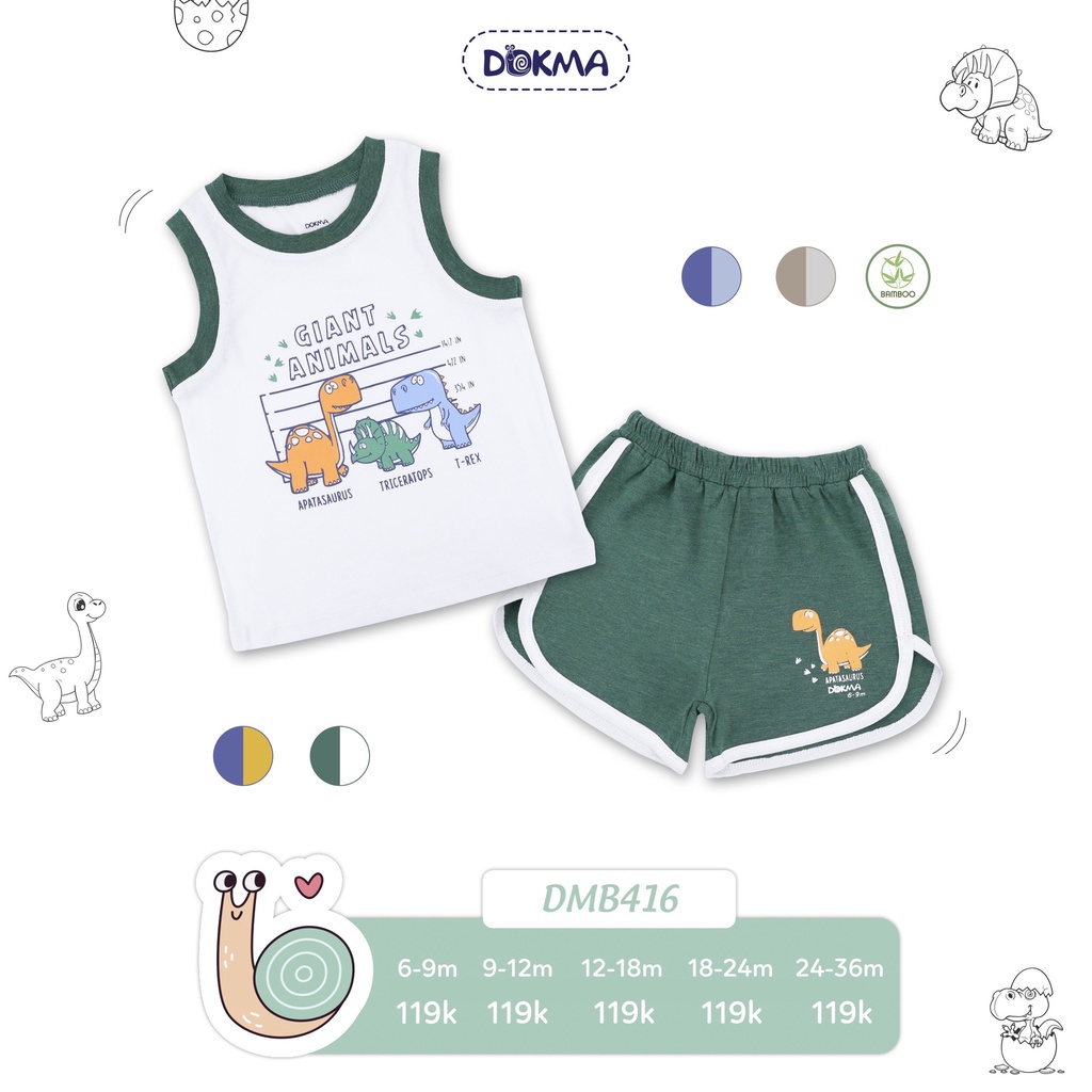 Bộ quần áo ba lỗ Dokma mới nhất cho bé từ 6 tháng đến 36 tháng tuổi