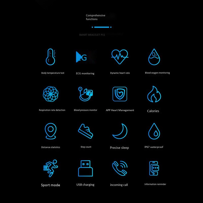 Vòng Đeo Tay Thông Minh P11 Chống Nước Ip67 Kết Nối Bluetooth
