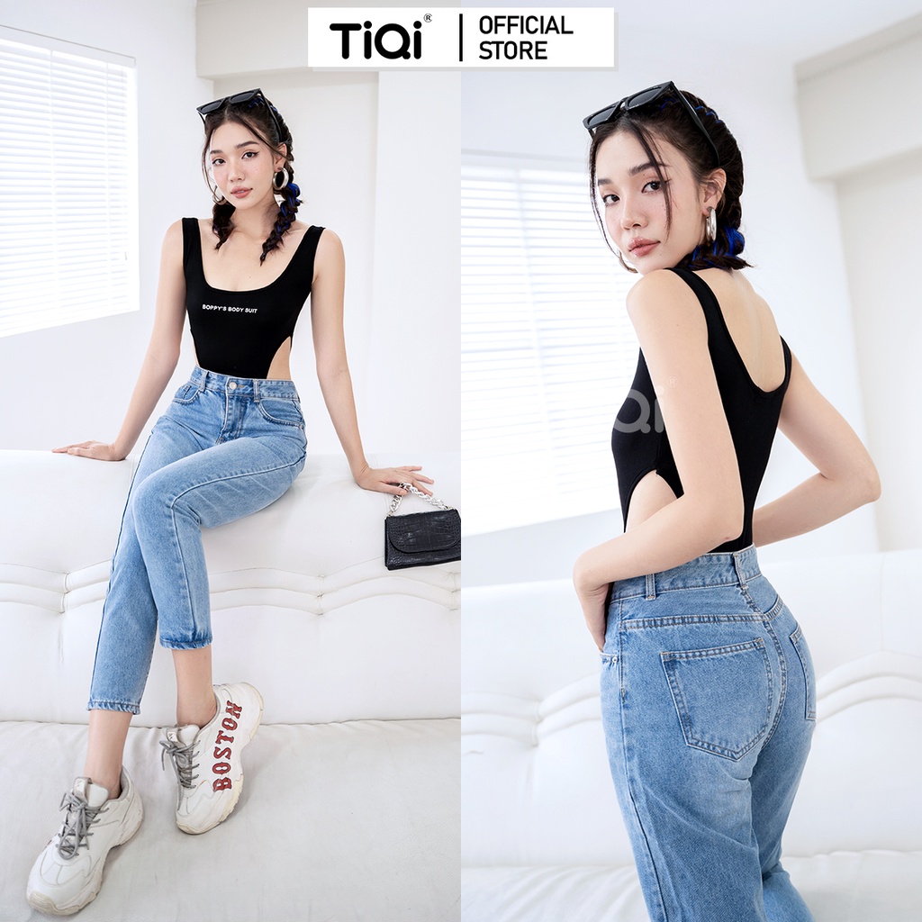 Quần baggy nữ lưng cao màu Đen Xám Xanh TiQi Jeans B1-77