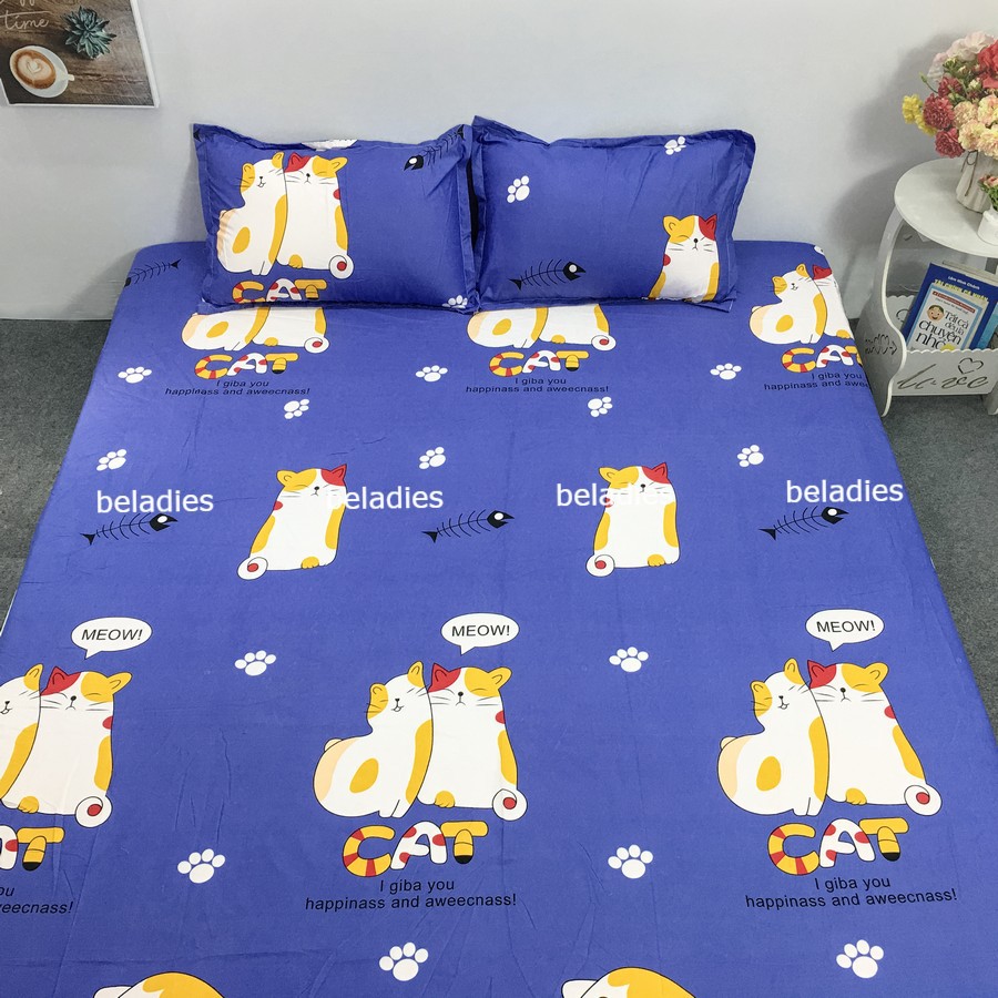 Set 1 ga kèm 2 vỏ gối chất poly cotton kích thước 1m6x2m hoặc 1m8x2m độ dày đệm 10cm