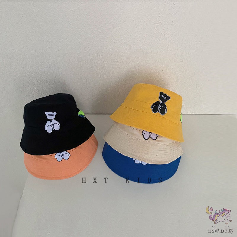 Mũ tai bèo chống nắng in hình gấu đáng yêu phong cách Hàn quốc cho bé