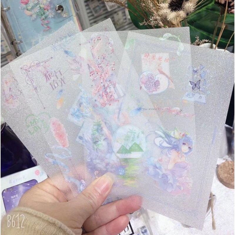 Set 4 tấm sticker trang trí anime hoạt hình dễ thương