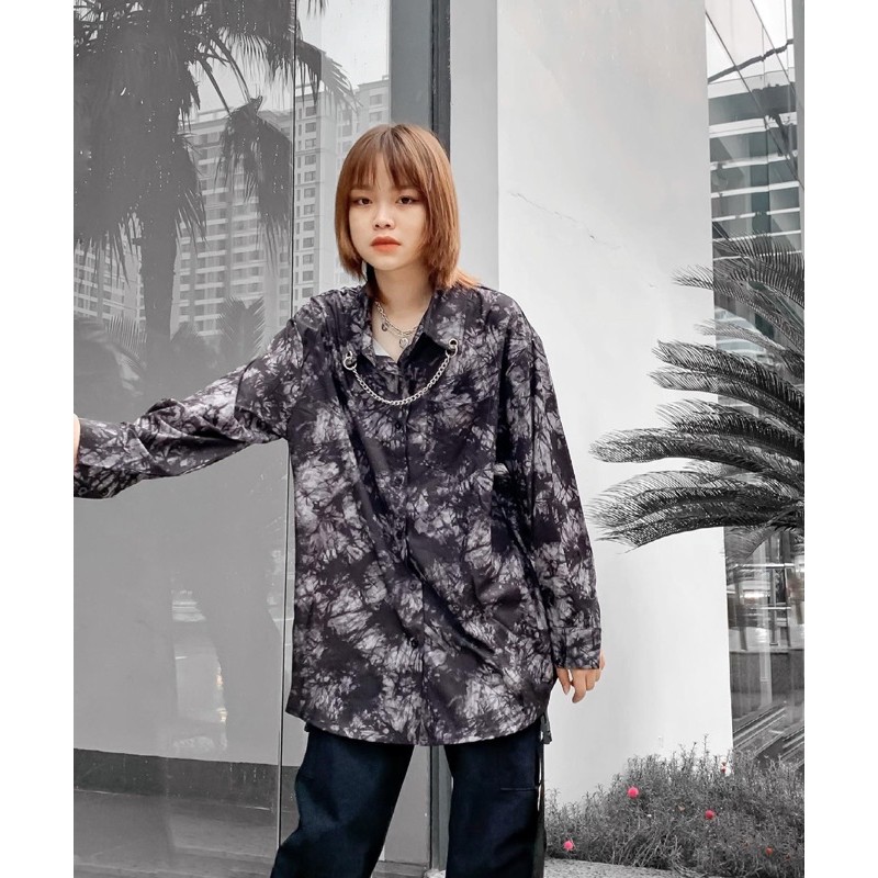 Áo sơmi loang dài tay ( tặng kèm dây chain cổ)