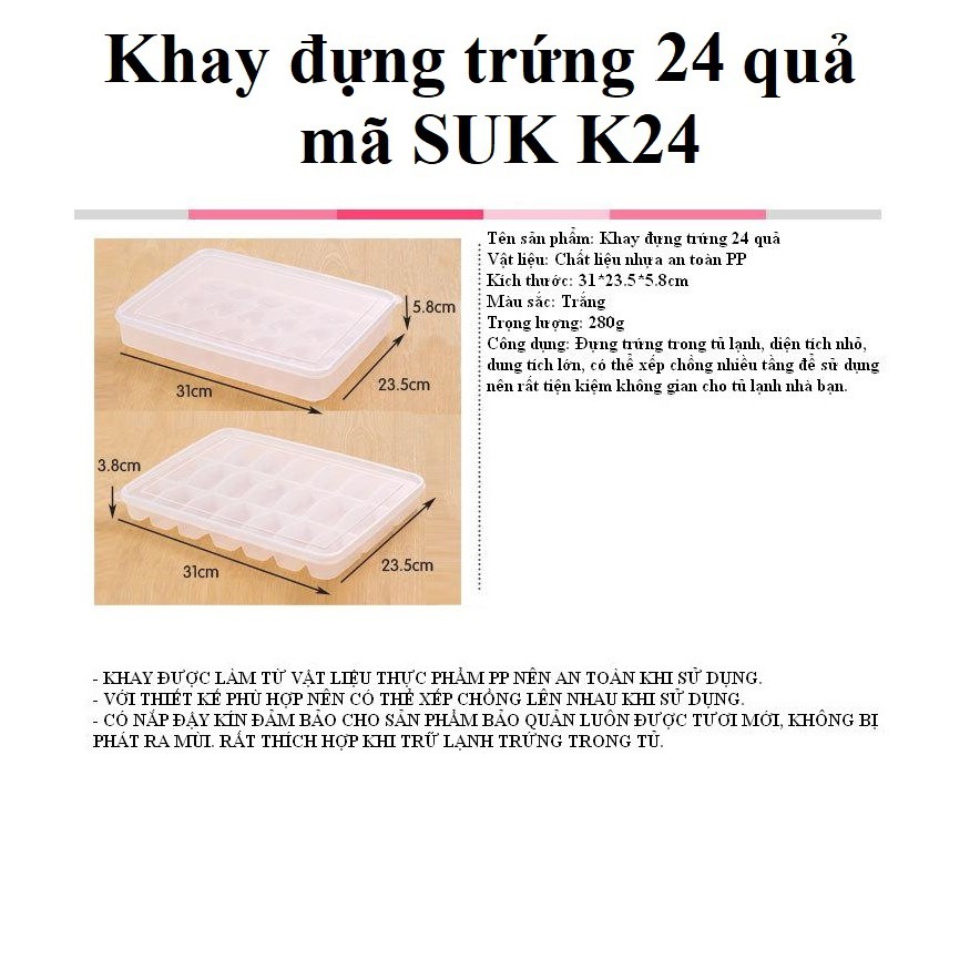 Khay đựng trứng trong tủ lạnh có lắp chất liệu nhựa cao cấp dày dặn mang thương hiệu shopaha247