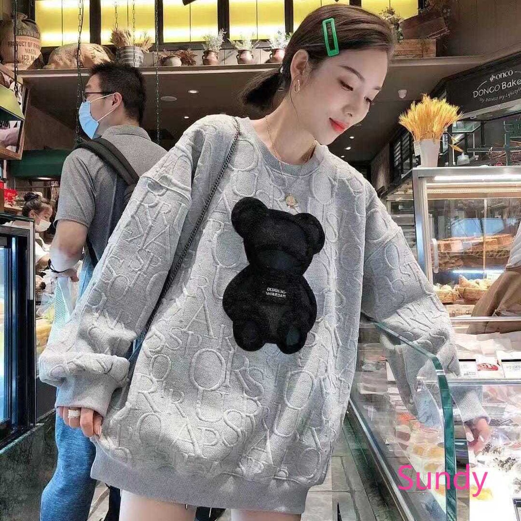 Áo sweater tay dài dáng rộng size lớn thời trang mùa đông cho nữ