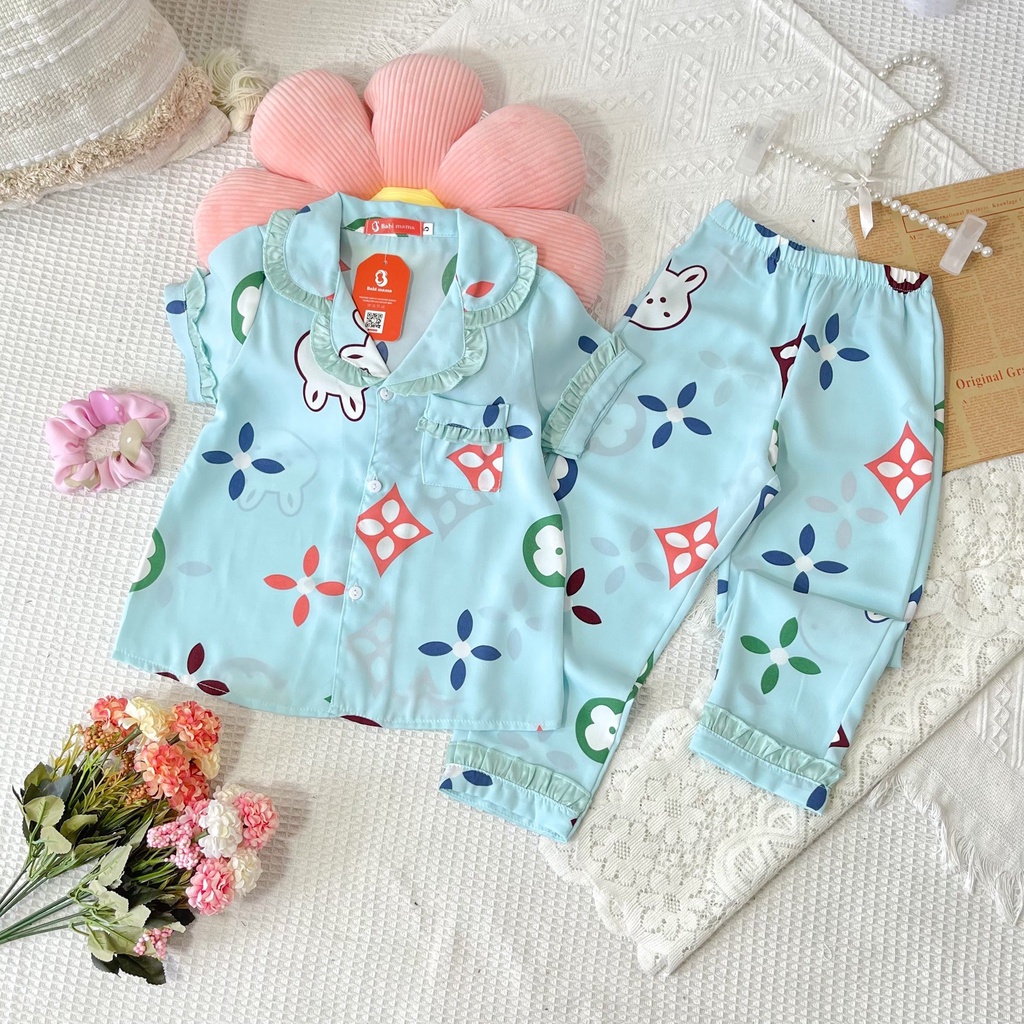 Bộ Quần Áo Ngủ Pijama Cộc Dài Mango Tay Bồng Cổ Bèo Đáng Yêu 13-42kg - BPN59 - Babi mama