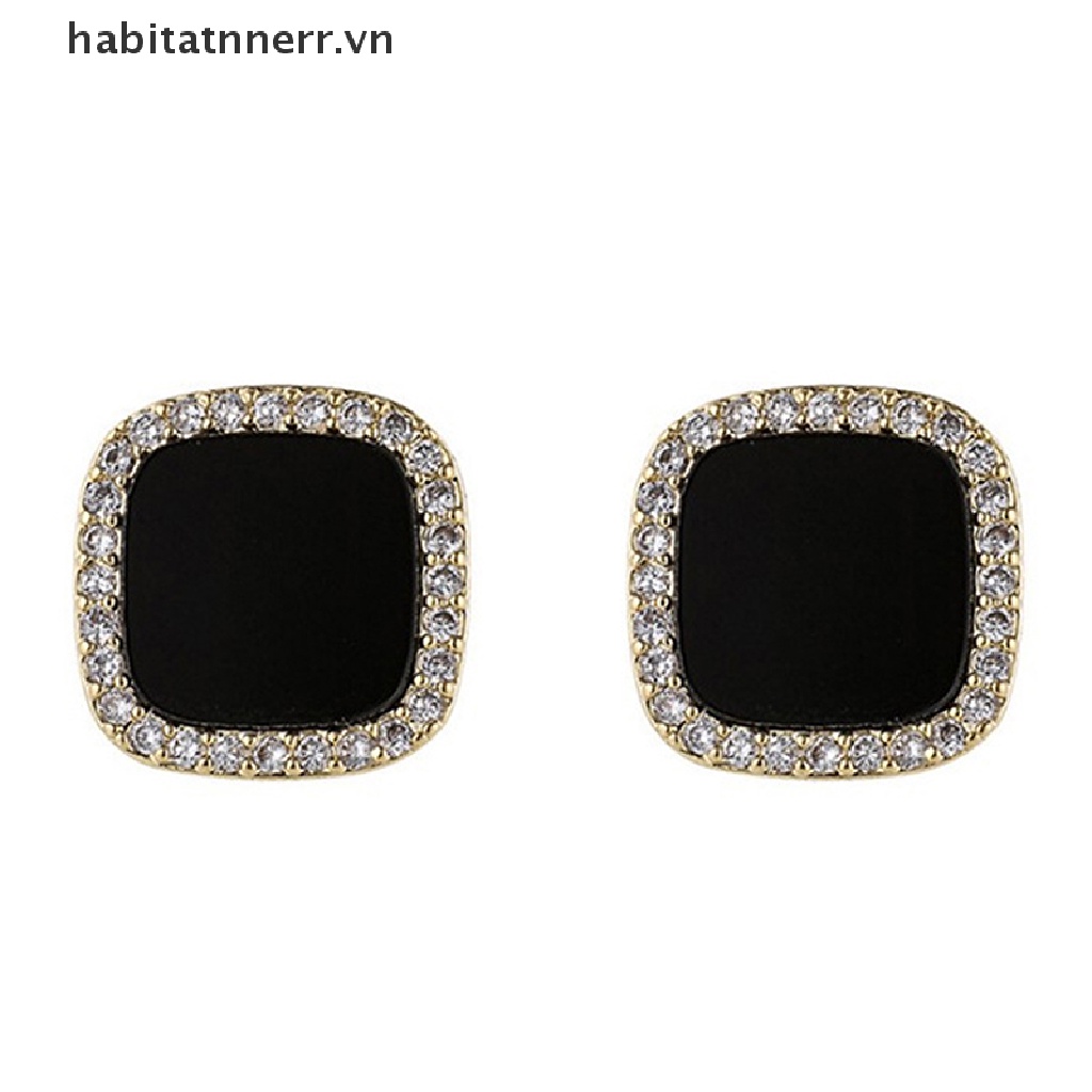 Đôi khuyên tai dạng xỏ đính đá zircon pha lê nhân tạo thời trang đám cưới