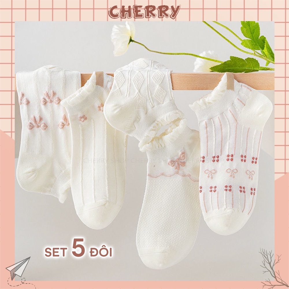 Tất Cổ Ngắn Nữ Chất Liệu Vải Hàn Thoáng Khí, Tất Vớ Phong Cách Hiện Đại Cực Xinh - Cherry Shop
