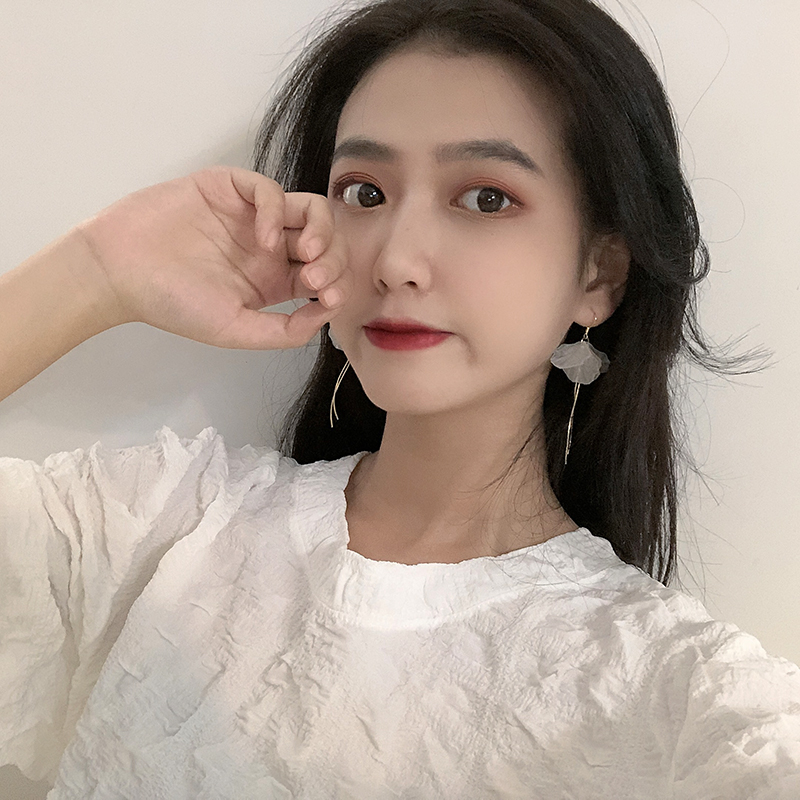 Hoa Tai Dáng Dài Hình Cánh Hoa Phong Cách Hàn Quốc Cho Nữ