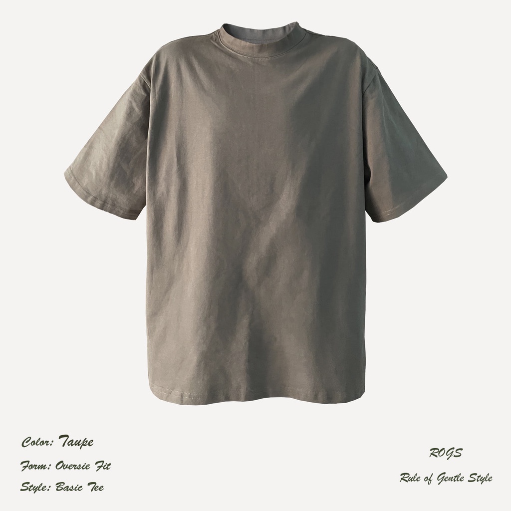 Áo thun tay ngắn 100% cotton,dày form rộng thấm hút mồ hôi, unisex cổ tròn màu TAUPE - ROGS