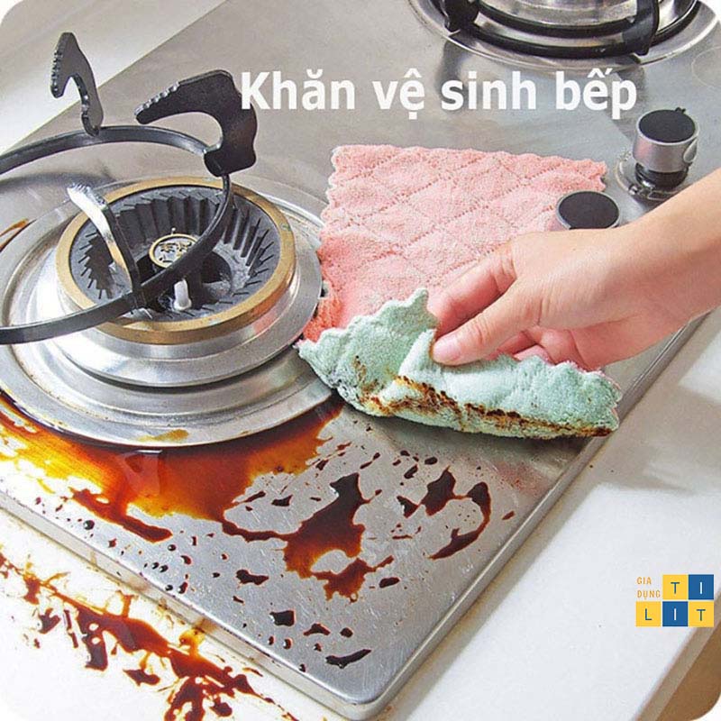 1 Khăn lau đa năng 2 mặt lau Bếp - Rửa bát - lau Bàn khăn thấm nước siêu tốt nhanh khô [KHĂN 2 MẶT]