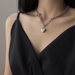 Dây chuyền xích, vòng cổ nữ, vòng choker mặt trái tim bạc cá tính