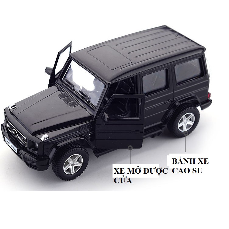 Mô hình xe ô tô Mercedes G63 AMG tỉ lệ 1:36 Đồ chơi trẻ em bằng sắt mở 2 cửa bên