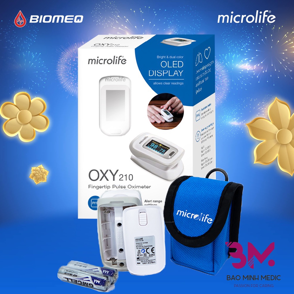 [Giao hỏa tốc] Máy đo nồng độ OXY trong máu và nhịp tim Microlife SPO2 OXY210 - Chính Hãng Thụy Sĩ