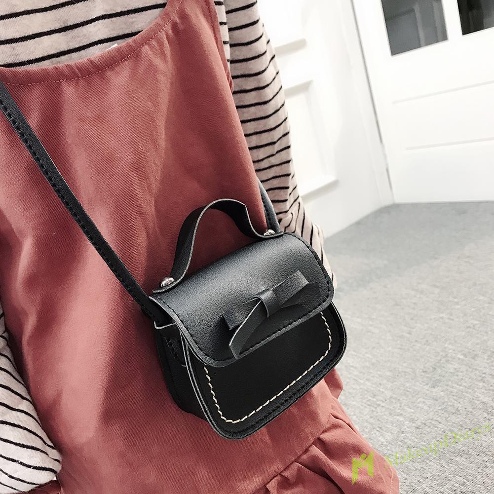 Kids Girls Cute Bowknot Handbags PU Leather Shoulder Mini Crossbody Clutch