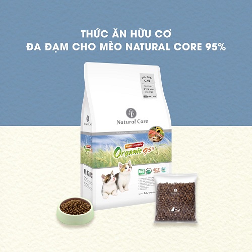 Thức ăn hạt hữu cơ đa đạm cho mèo Natural Core 95% 1kg