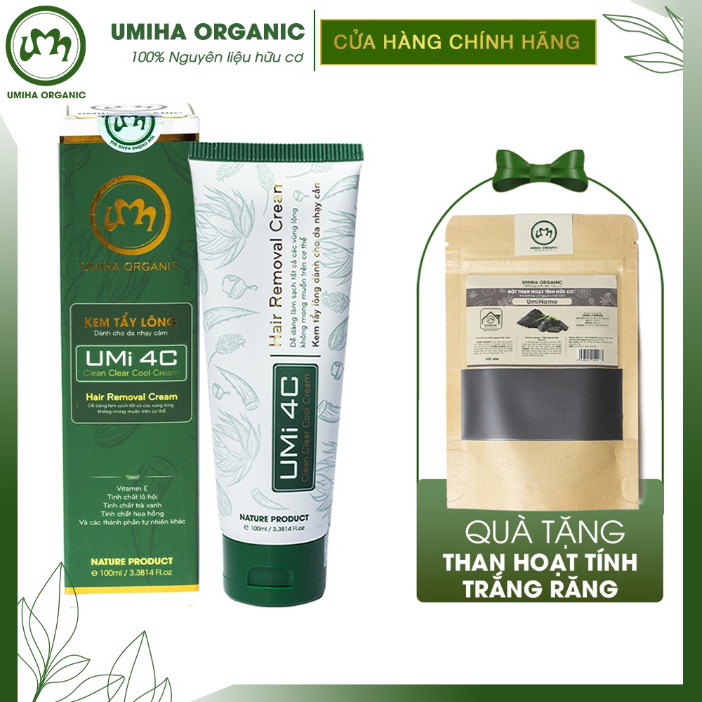 Kem tẩy lông Umi 4C (100ml) UMIHA ORGANIC dùng cho Vùng kín, Bikini, Nách, Chân, Tay, Bụng, Ngực an toàn cho da nhạy cảm