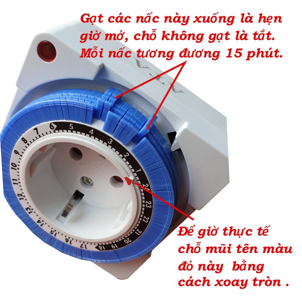 FREE SHIP  Ổ cắm hẹn giờ tắt mở kiểu cơ ATA AT-16