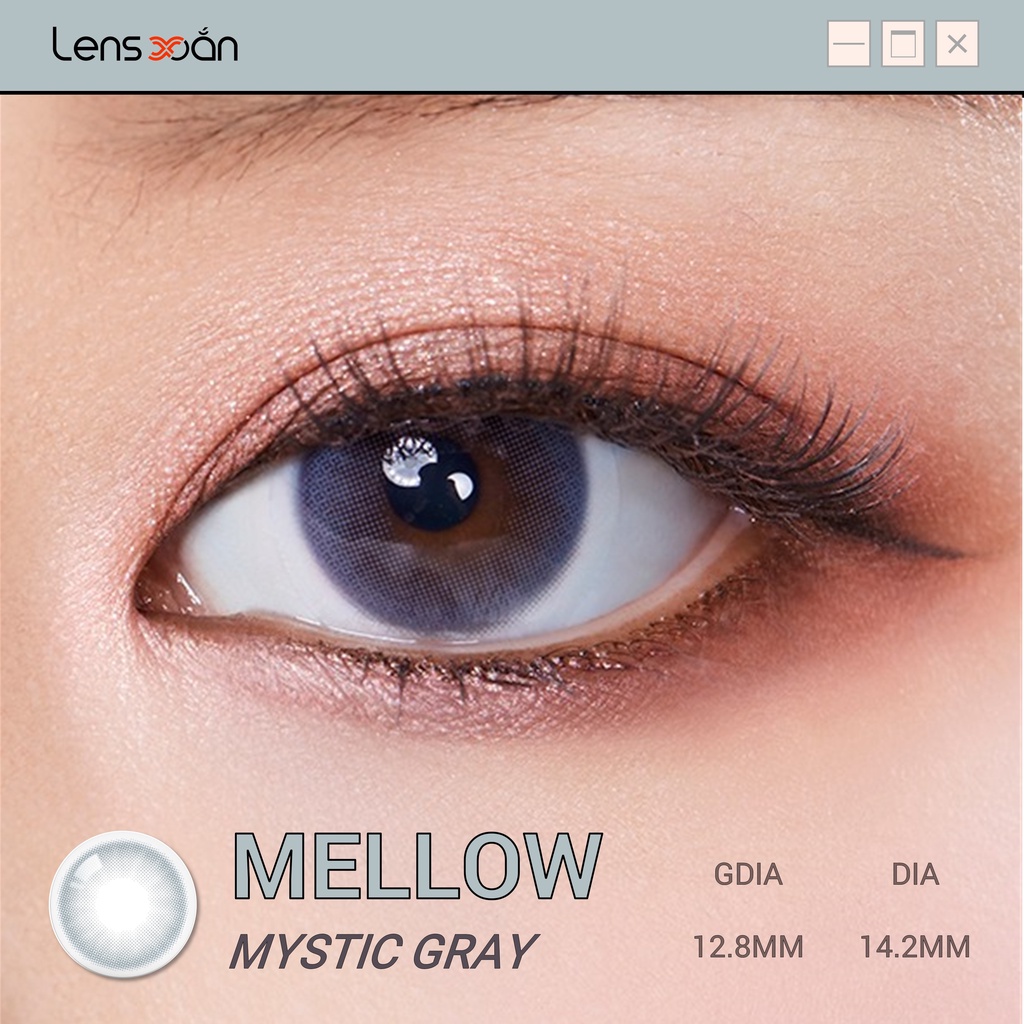 KÍNH ÁP TRÒNG MELLOWS MYSTIC GRAY của Olola (6 tháng): Kính áp tròng xám ánh xanh nhẹ tự nhiên | Lens Xoắn (GIÁ 1 CHIẾC)