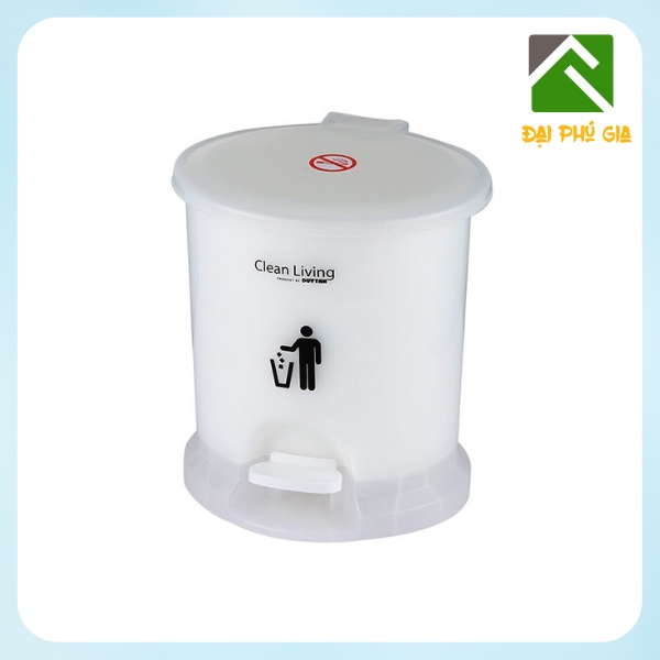 Thùng rác Duy Tân loại trung 11 lít hình oval có đạp chân bằng nhựa bằng nhựa cao cấp