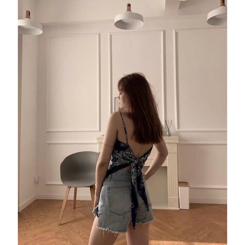 Áo Hai Dây Lụa Cổ Tim Sexy