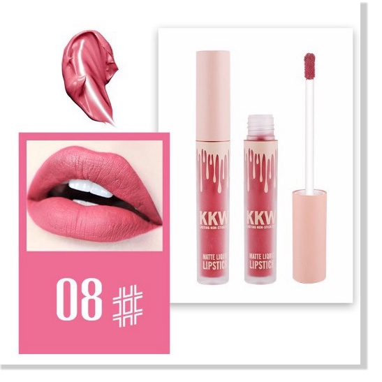 [Mã giảm giá] Son Kem Lì Tơ Lụa KKW Matte Liquid Lipstick Phong Cách Âu Mỹ