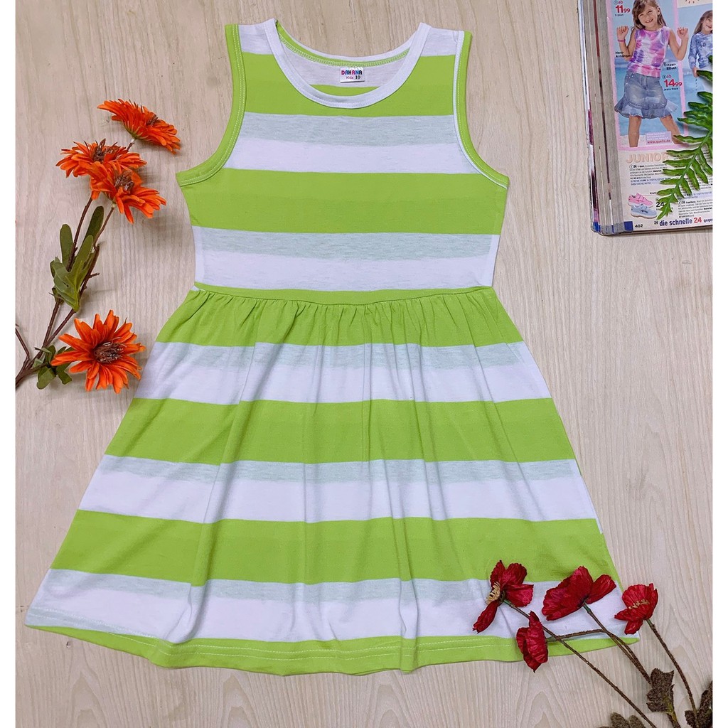 Váy kẻ ngang cho bé gái - Váy kẻ Nhiều màu sắc chất liệu thun cotton  cho bé