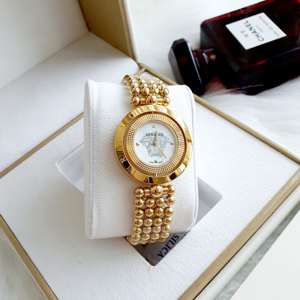 đồng hồ nữ Versace Eon Analog Display Quartz Yellow Gold Watch V79100017