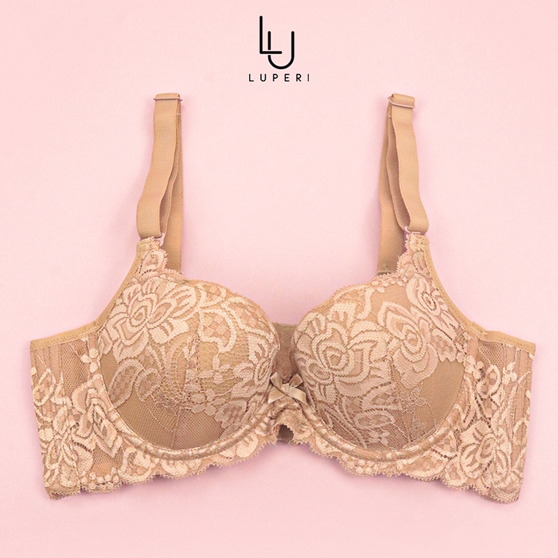 Áo Lót Nữ Ren Có Gọng Đệm Mỏng 1cm nâng ngực LUPERI bản lưng 4 móc chắc chắn cho ngực to ngực chảy xệ ngực bầu SP856