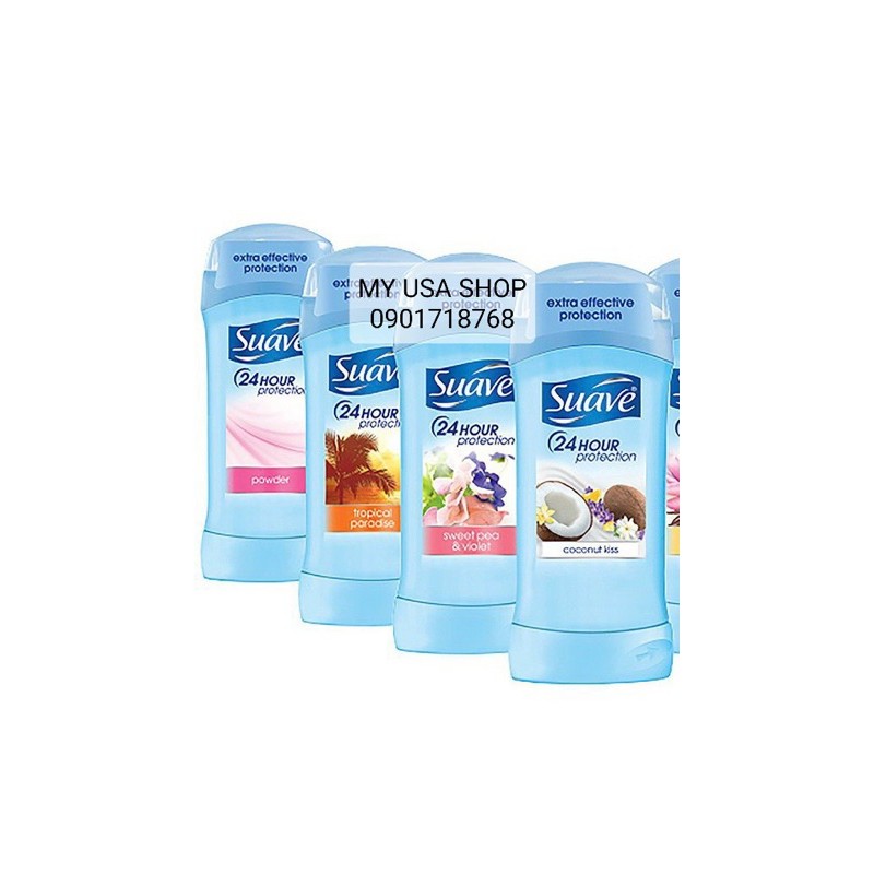 Lăn khử mùi nữ mini ❤️ LĂN KHỬ MÙI CHO NỮ SUAVE 24 HOUR PROTECTION USA MỸ 39G