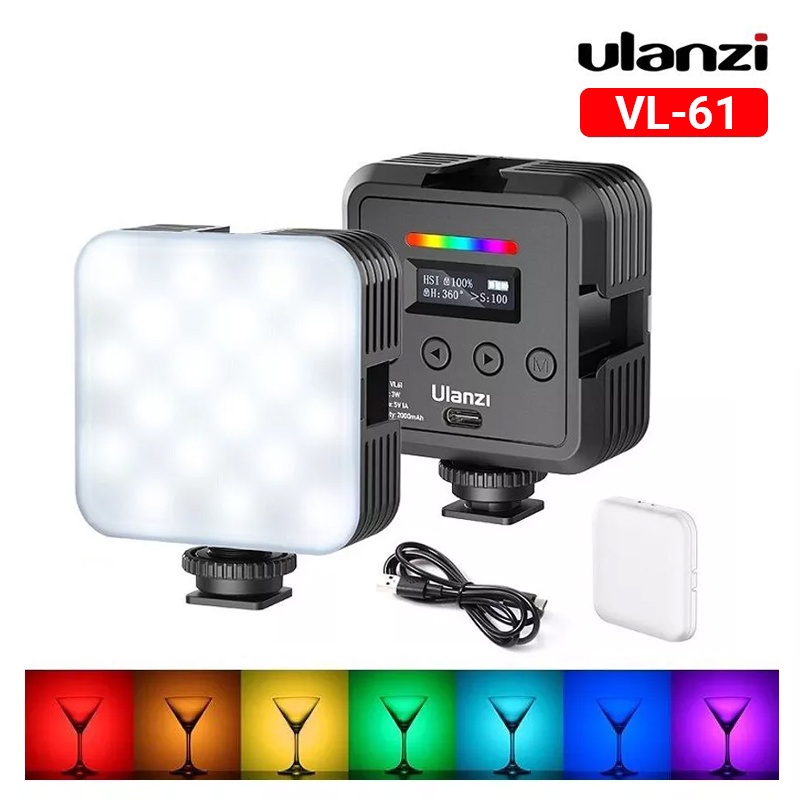 Đèn led RGB Studio Ulanzi VL61 8W Mini Video - Khuếch Tán 3W nhiệt độ 2500K-9000K