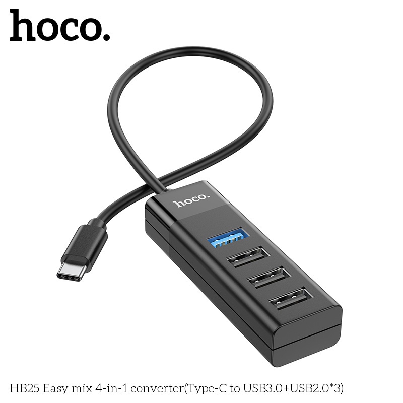 Bộ chia HUB Hoco. OTG 100% Hb25 4 cổng USB Type-C sang USB3.0 + USB2.0 cho máy tính bảng