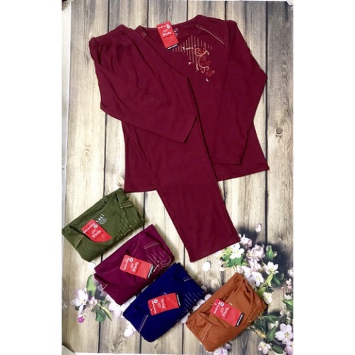 Bộ Mặc Nhà Trung Niên Thu Đông Chất Cotton Dài Tay- Bộ Mặc Nhà Cho Mẹ Cho bà Hình Thêu