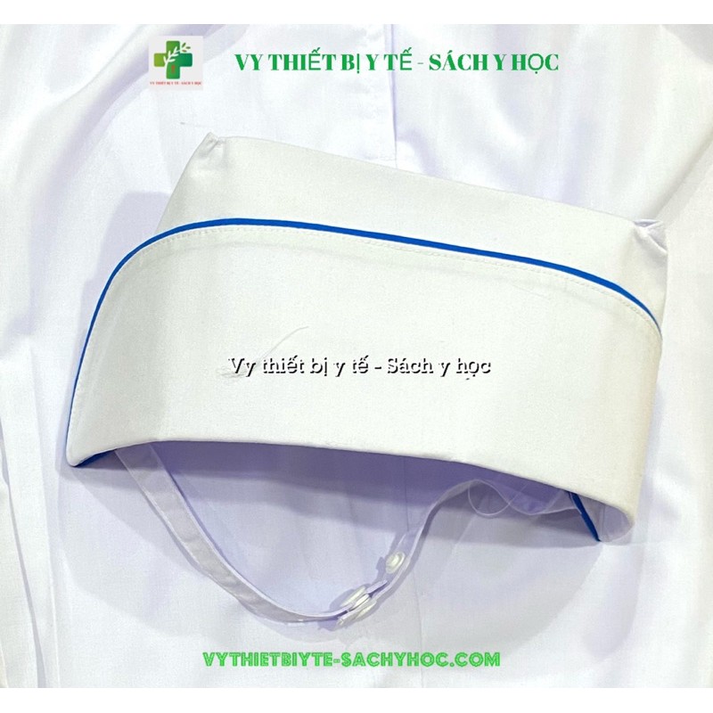 Mũ y tá viền xanh chuẩn bộ y tế