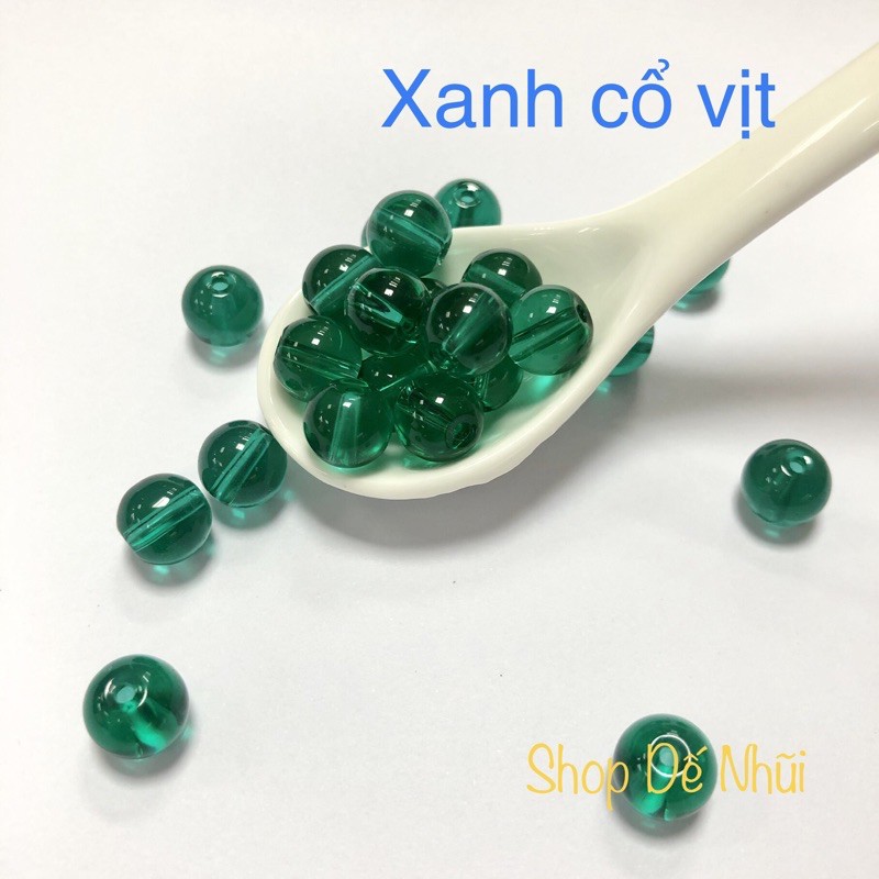 50 Hạt Thuỷ Tinh Tròn Tinh Khiết 8mm [Nhóm màu trong, nhám, đục]