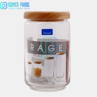 Thủy tinh Ocean 750ml,combo 6 hũ, Hũ đựng gia vị, lọ gia vị thủy tinh nắp gỗ cao cấp, hàng chính hãng Ocean