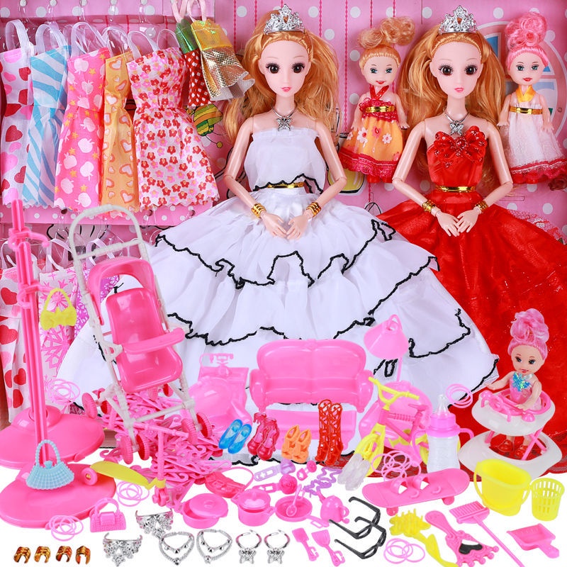 Barbie doll set big gift box for girls princess wedding dress children play house toy Villa birthday gift